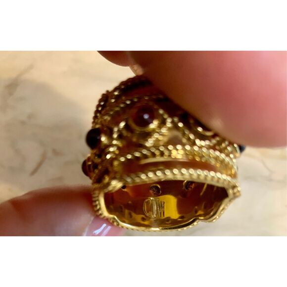 Stunning 18k gold plated sterling garnet ring - Picture 4 of 9